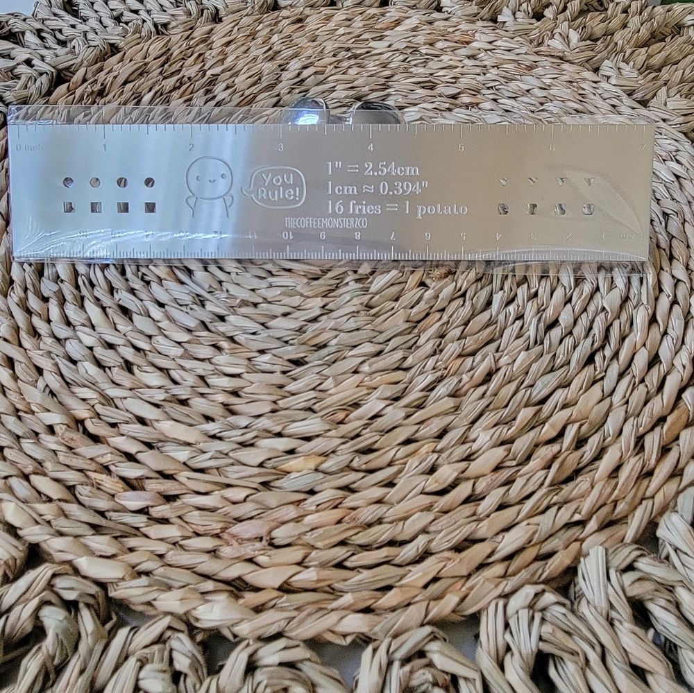 Thecoffeemonsterzco - Silver Emoti Metal Stencil Ruler